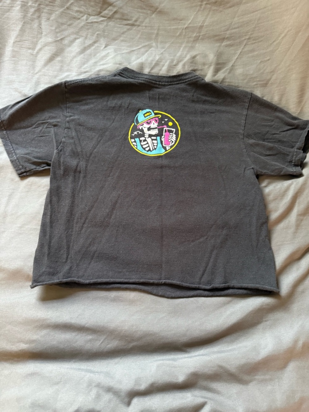 Good Vibes Black Graphic Crop Top with Purple Float - Picture 3 of 4